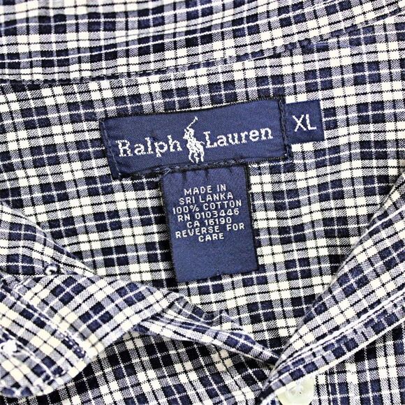 Ralph Lauren Shirt Casual Long-sleeved Button Front Collared Blue Plaid Men's XL - Picture 5 of 6